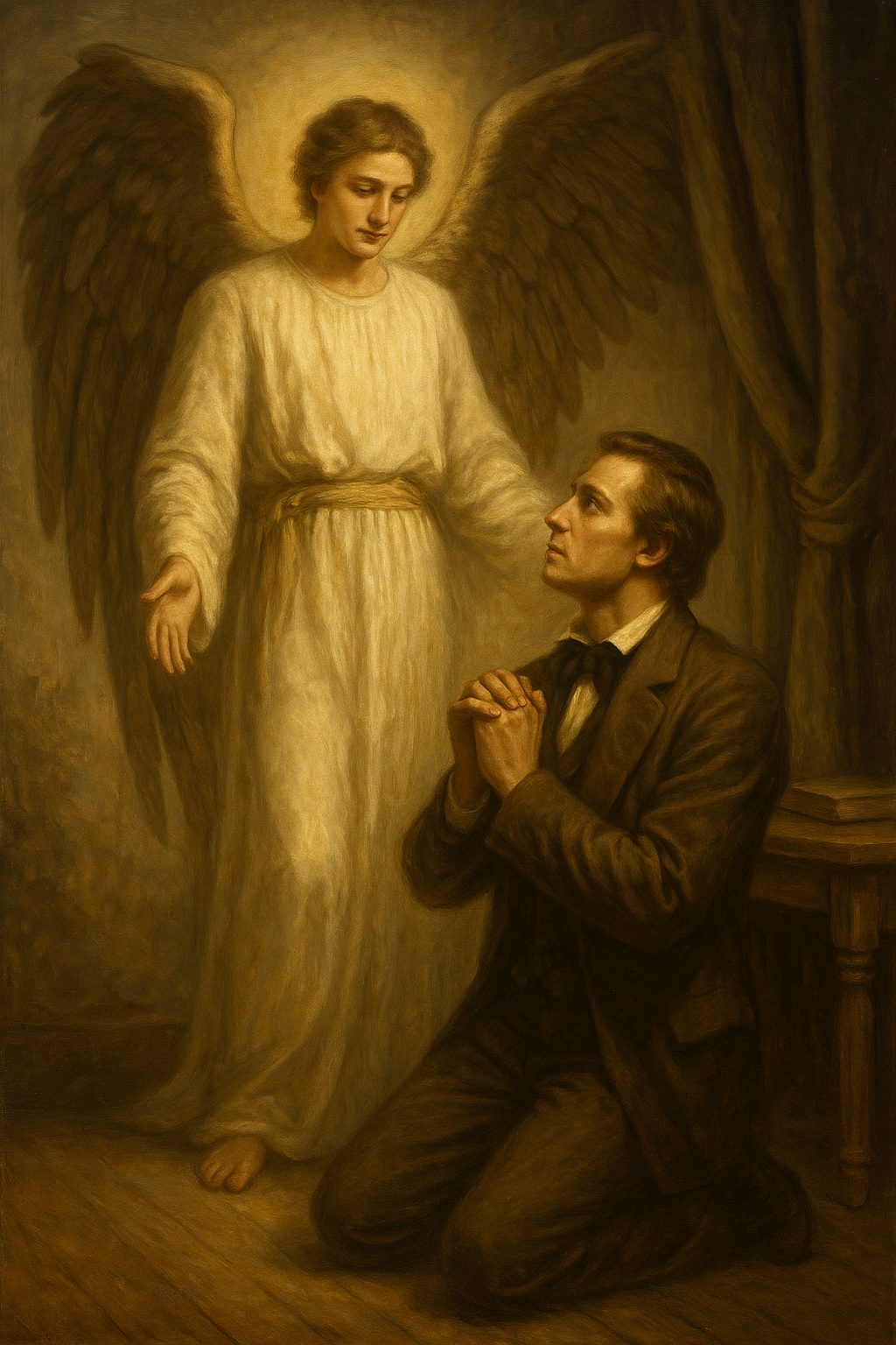 Early Christian depiction of angels without wings, representing ancient angelology and contrasting with Latter-day Saint teachings on angels as resurrected or premortal humans